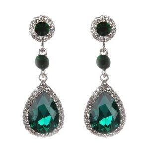 Green Water Droplets Dangle Earrings for Women
